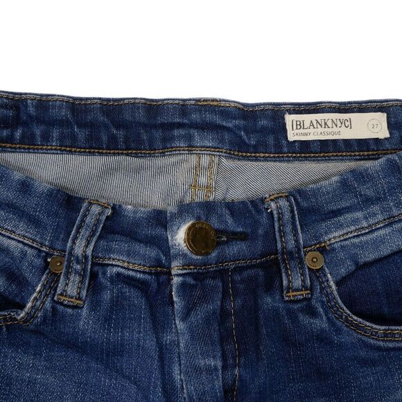 Blanknyc Jeans Womens 27 Skinny Blue Rip Repair Distressed Denim Measure 27 x 29 - Picture 3 of 12
